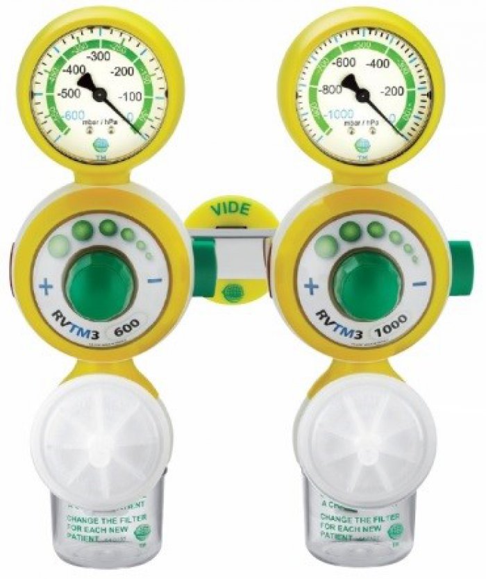 RVTM3 double “TWIN” yellow with 100 ml safety jar, without quick coupling
