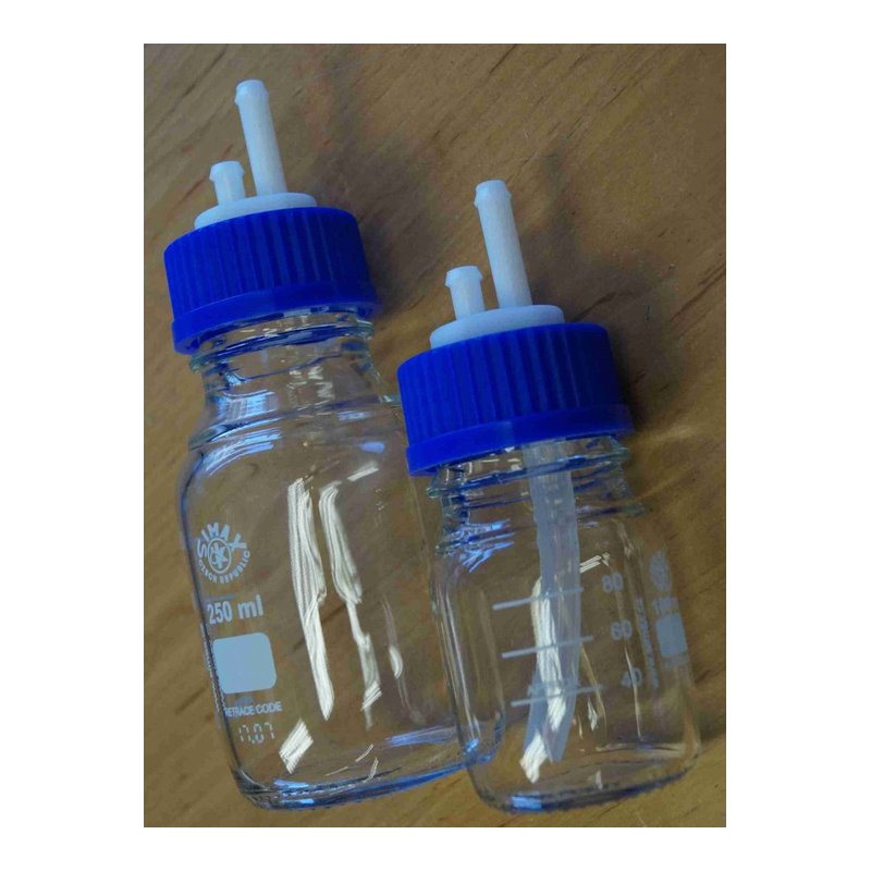 SIMAX glass jar, plastic connectors — MEVACS